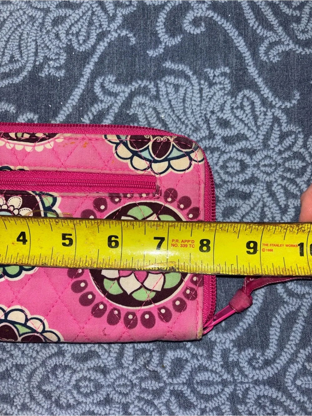 Vera Bradley Hot Pink Quilted Zip Wallet with Floral Medallions